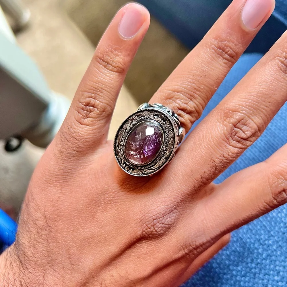 sterling silver amethyst ring.  30 grams of silver.